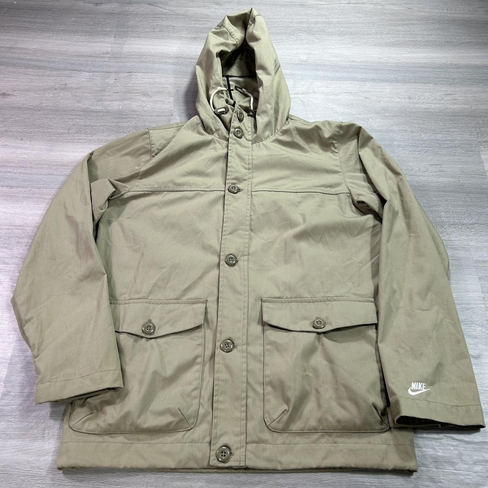Nike Jacket Mens Small‎ Beige Hooded Parka Field Outdoor 516872-218